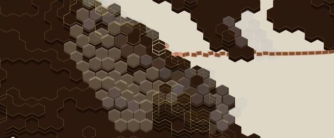 Top-down view of the worm crawling across hex terrain, its body segments trailing behind the head in a single line.